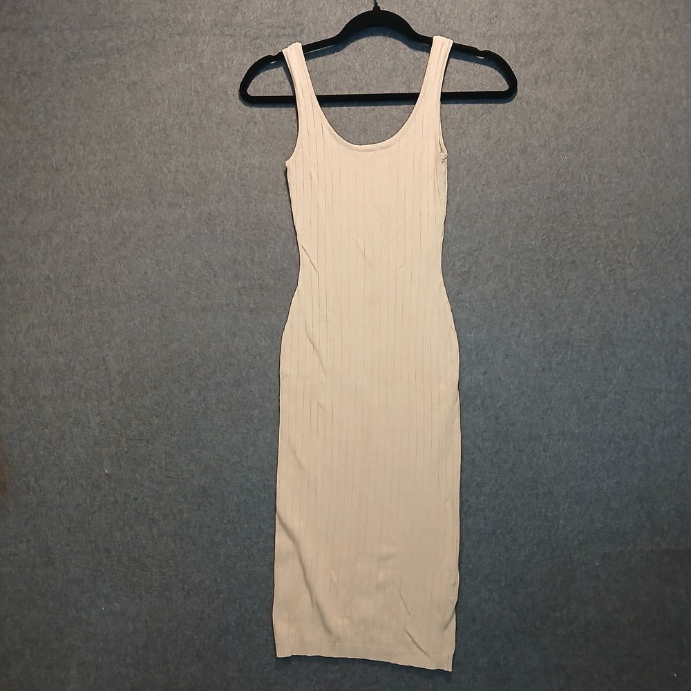 Windsor Tan Ribbed Bodycon Tank Dress SZ Small Clubwear Basic Shell Staple